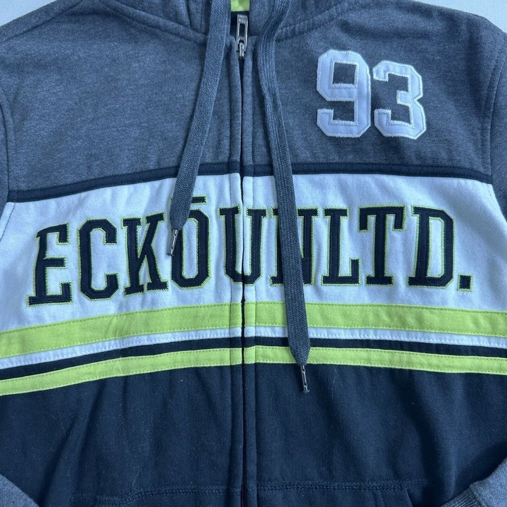 Vintage Ecko UNLTD Hoodie Mens XS Gray Spell Out Logo Full Zip Y2K Casual - Picture 3 of 9